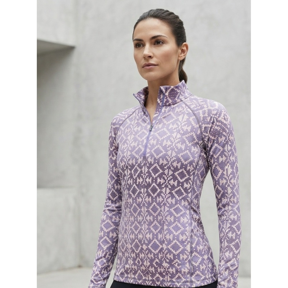 Nike Pro Hyperwarm Thermal Quarter-Zip Top Purple Geo Print Size M New